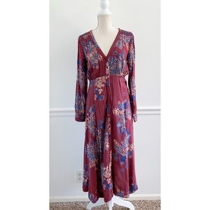 Free People Miranda Printed Midi Dress Boho